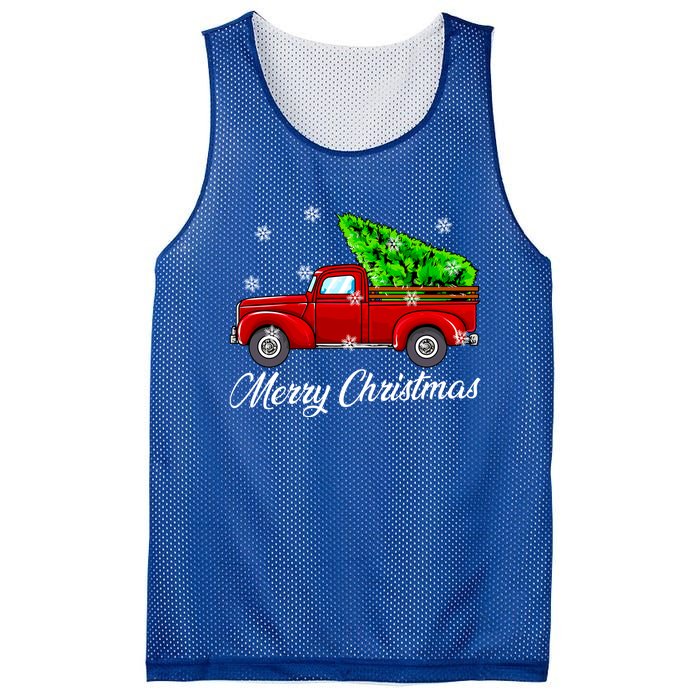 Vintage Wagon Christmas Tree Red Truck Retro Farmer Vacation Meaningful Gift Mesh Reversible Basketball Jersey Tank