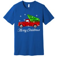 Vintage Wagon Christmas Tree Red Truck Retro Farmer Vacation Meaningful Gift Premium T-Shirt