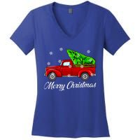 Vintage Wagon Christmas Tree Red Truck Retro Farmer Vacation Meaningful Gift Women's V-Neck T-Shirt