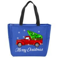 Vintage Wagon Christmas Tree Red Truck Retro Farmer Vacation Meaningful Gift Zip Tote Bag