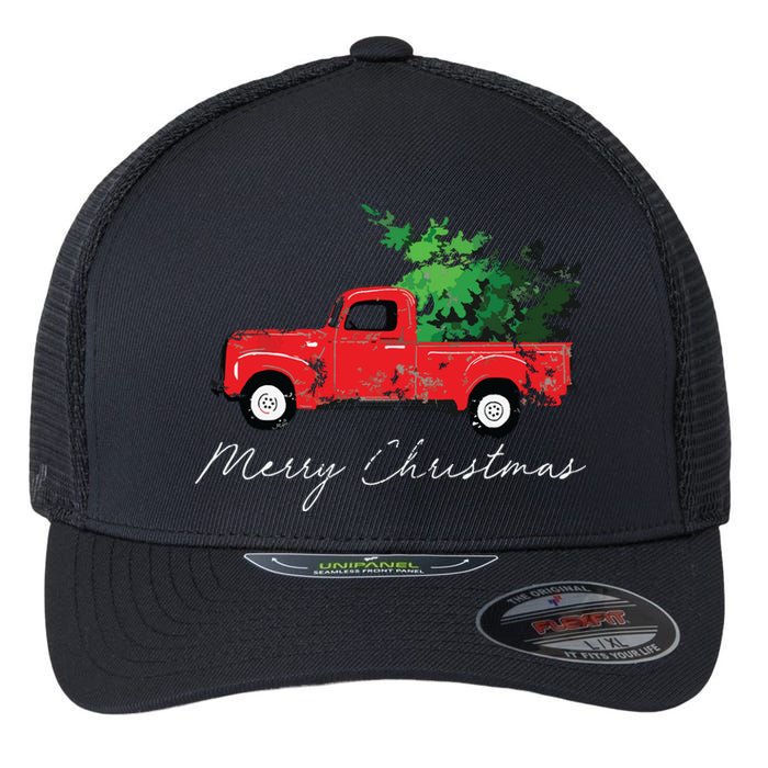 Vintage Wagon Christmas Tree On Car Xmas Vacation Flexfit Unipanel Trucker Cap