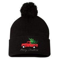 Vintage Wagon Christmas Tree On Car Xmas Vacation Pom Pom 12in Knit Beanie