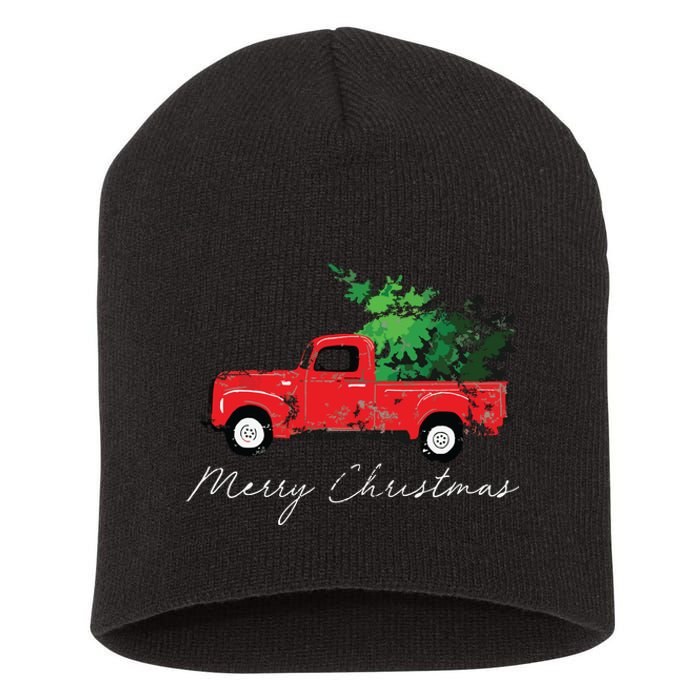 Vintage Wagon Christmas Tree On Car Xmas Vacation Short Acrylic Beanie