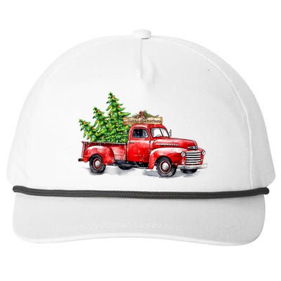 Vintage Wagon Christmas Shirts Xmas Tree On Car Red Truck Snapback Five-Panel Rope Hat