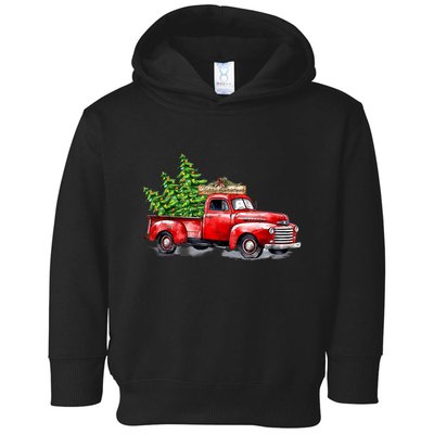 Vintage Wagon Christmas Shirts Xmas Tree On Car Red Truck Toddler Hoodie