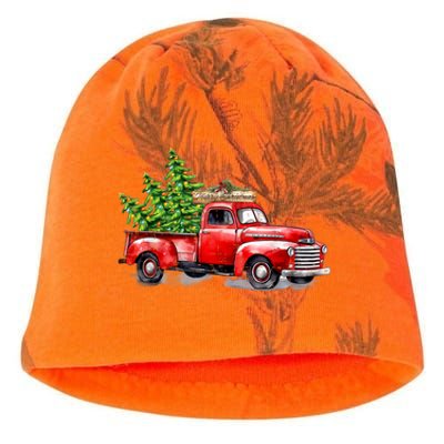 Vintage Wagon Christmas Shirts Xmas Tree On Car Red Truck Kati - Camo Knit Beanie