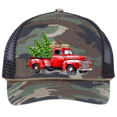 Vintage Wagon Christmas Shirts Xmas Tree On Car Red Truck Retro Rope Trucker Hat Cap