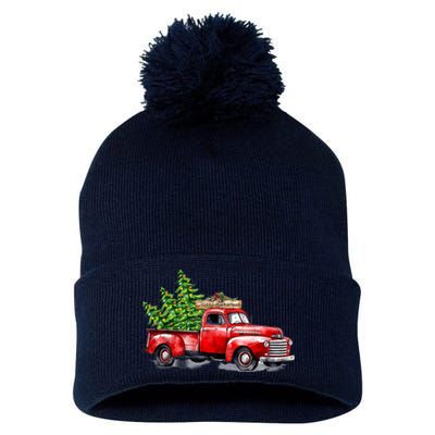 Vintage Wagon Christmas Shirts Xmas Tree On Car Red Truck Pom Pom 12in Knit Beanie