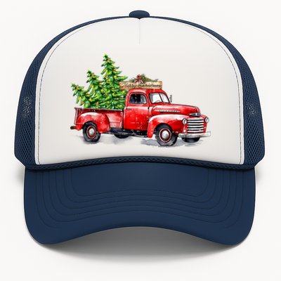 Vintage Wagon Christmas Shirts Xmas Tree On Car Red Truck Trucker Hat