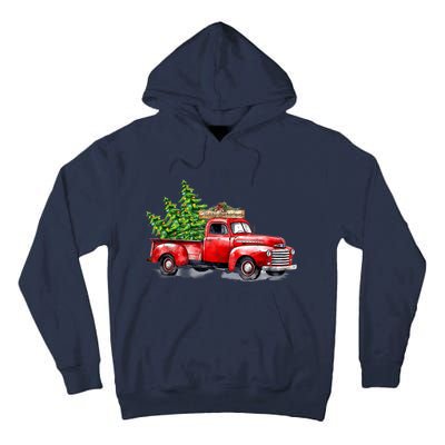 Vintage Wagon Christmas Shirts Xmas Tree On Car Red Truck Tall Hoodie