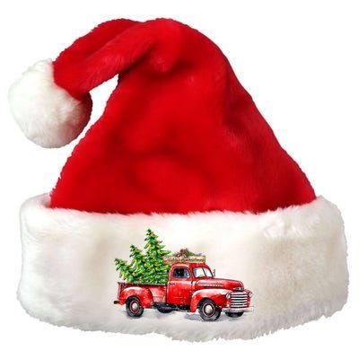 Vintage Wagon Christmas Shirts Xmas Tree On Car Red Truck Premium Christmas Santa Hat