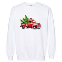 Vintage Wagon Christmas Shirts Xmas Tree On Car Red Truck Garment-Dyed Sweatshirt