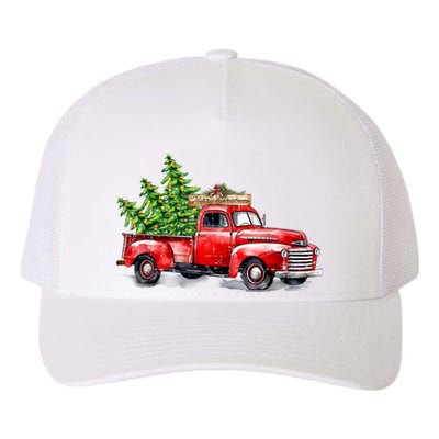 Vintage Wagon Christmas Shirts Xmas Tree On Car Red Truck Yupoong Adult 5-Panel Trucker Hat