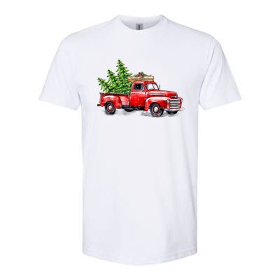 Vintage Wagon Christmas Shirts Xmas Tree On Car Red Truck Softstyle CVC T-Shirt