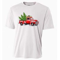 Vintage Wagon Christmas Shirts Xmas Tree On Car Red Truck Cooling Performance Crew T-Shirt