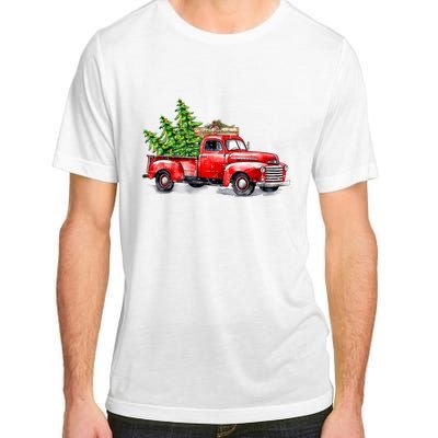 Vintage Wagon Christmas Shirts Xmas Tree On Car Red Truck Adult ChromaSoft Performance T-Shirt