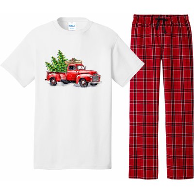 Vintage Wagon Christmas Shirts Xmas Tree On Car Red Truck Pajama Set