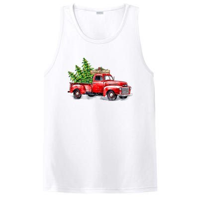 Vintage Wagon Christmas Shirts Xmas Tree On Car Red Truck PosiCharge Competitor Tank