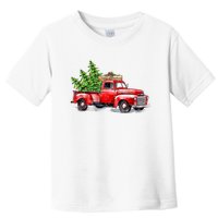 Vintage Wagon Christmas Shirts Xmas Tree On Car Red Truck Toddler T-Shirt