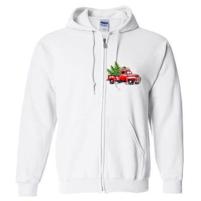 Vintage Wagon Christmas Shirts Xmas Tree On Car Red Truck Full Zip Hoodie