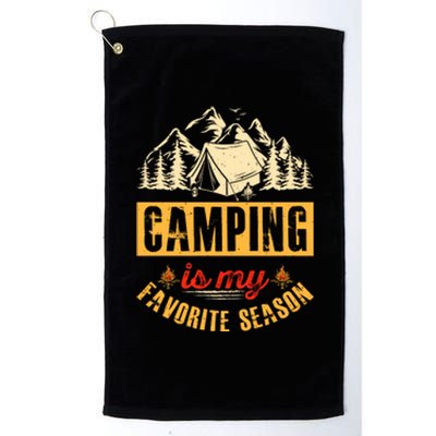 Vintage Wilderness Camping Is My Favorite Season Holiday Gift Platinum Collection Golf Towel