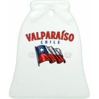 ValparaíSo Waving Chilean Flag Est. 1536 Ceramic Bell Ornament