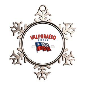 ValparaíSo Waving Chilean Flag Est. 1536 Metallic Star Ornament