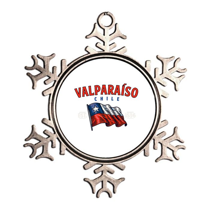 ValparaíSo Waving Chilean Flag Est. 1536 Metallic Star Ornament