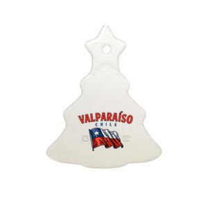 ValparaíSo Waving Chilean Flag Est. 1536 Ceramic Tree Ornament