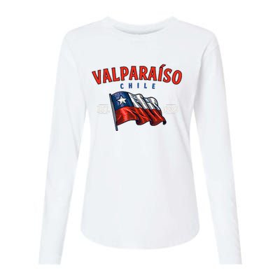 ValparaíSo Waving Chilean Flag Est. 1536 Womens Cotton Relaxed Long Sleeve T-Shirt