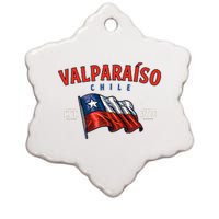 ValparaíSo Waving Chilean Flag Est. 1536 Ceramic Star Ornament