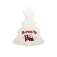 ValparaíSo Waving Chilean Flag Est. 1536 Ceramic Tree Ornament