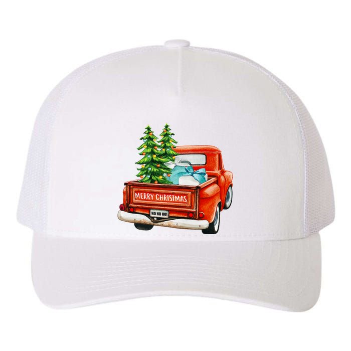 Vintage Wagon Christmas Classic Red Truck Car Xmas Trees Yupoong Adult 5-Panel Trucker Hat