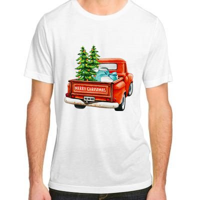 Vintage Wagon Christmas Classic Red Truck Car Xmas Trees Adult ChromaSoft Performance T-Shirt