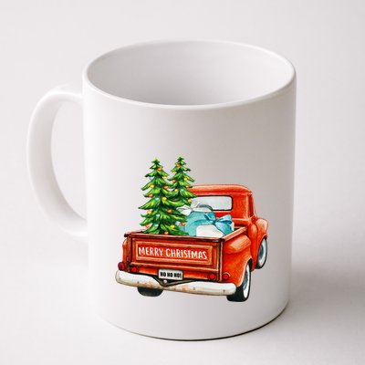 Vintage Wagon Christmas Classic Red Truck Car Xmas Trees Mug