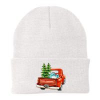 Vintage Wagon Christmas Classic Red Truck Car Xmas Trees Knit Cap Winter Beanie