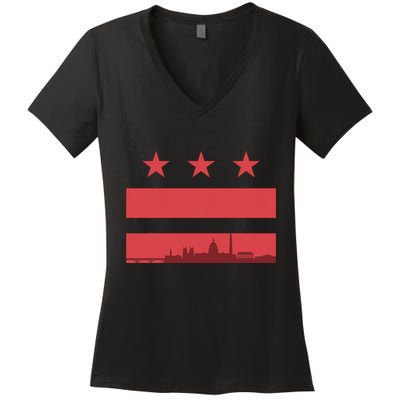 Vintage Washington Dc Retro Flag Women's V-Neck T-Shirt