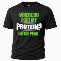 Vegan Where Do I Get My Protein? Bitch Peas Veganism Gift Cooling Performance Crew T-Shirt
