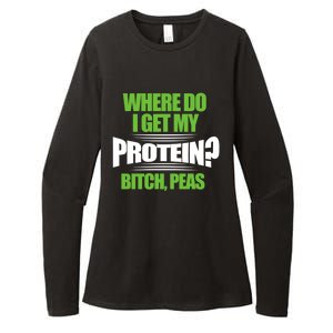 Vegan Where Do I Get My Protein? Bitch Peas Veganism Gift Womens CVC Long Sleeve Shirt