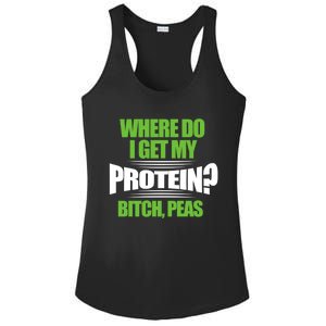 Vegan Where Do I Get My Protein? Bitch Peas Veganism Gift Ladies PosiCharge Competitor Racerback Tank