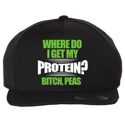 Vegan Where Do I Get My Protein? Bitch Peas Veganism Gift Wool Snapback Cap