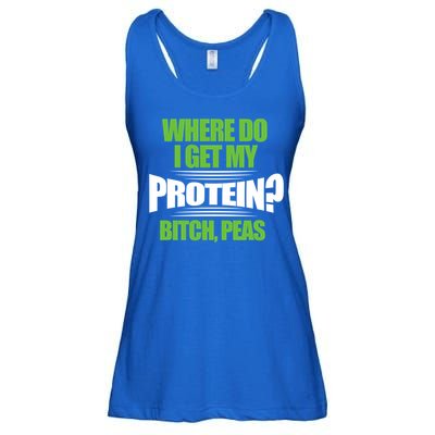 Vegan Where Do I Get My Protein? Bitch Peas Veganism Gift Ladies Essential Flowy Tank