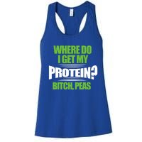 Vegan Where Do I Get My Protein? Bitch Peas Veganism Gift Women's Racerback Tank