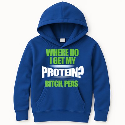 Vegan Where Do I Get My Protein? Bitch Peas Veganism Gift Kids Hoodie
