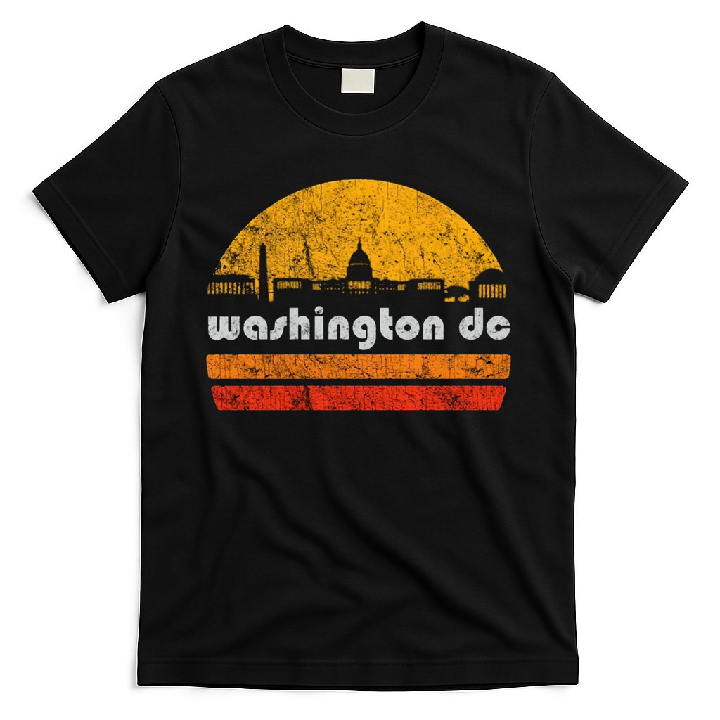 Vintage Washington DC City Skyline Retro Sunset Weathered T-Shirt