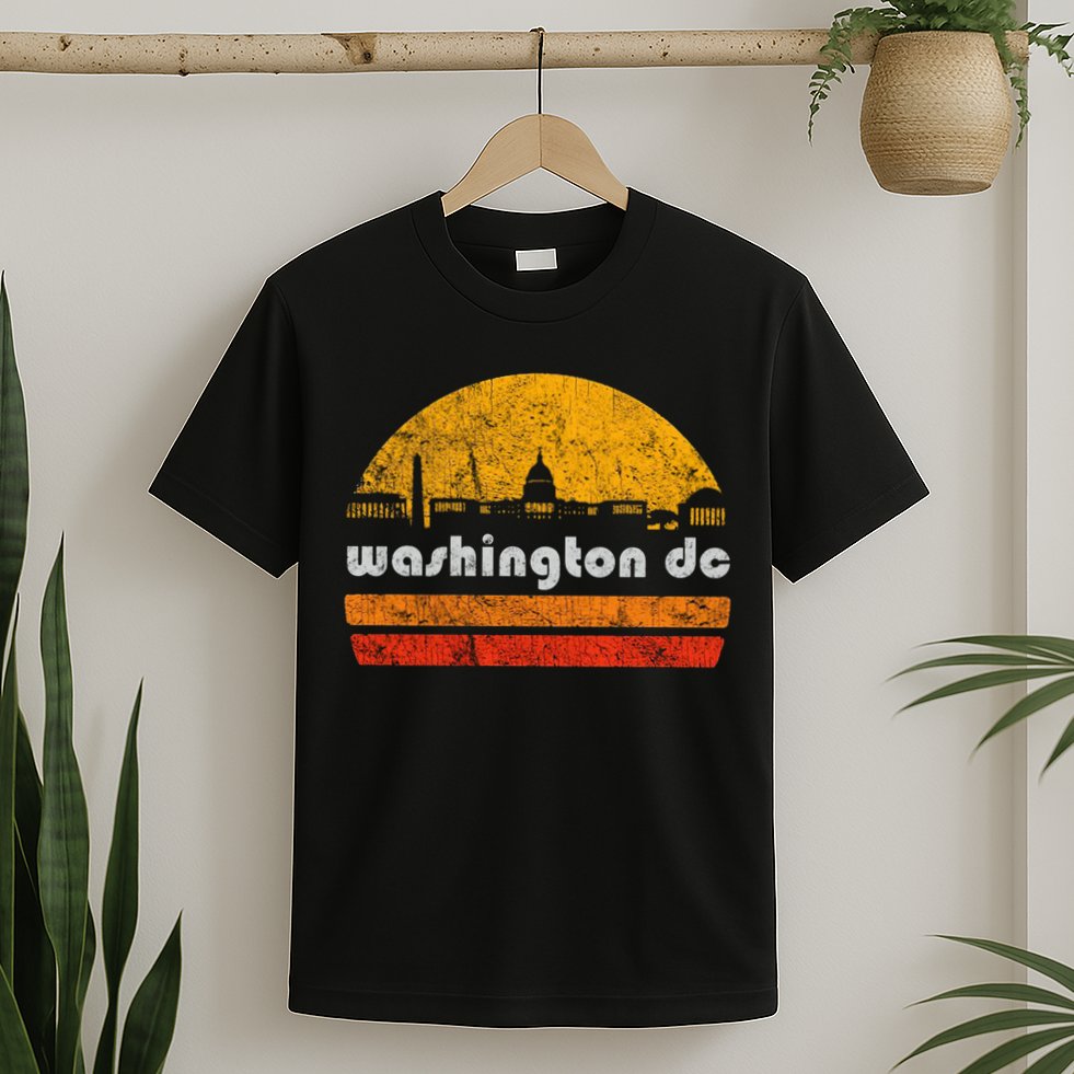 Vintage Washington DC City Skyline Retro Sunset Weathered T-Shirt