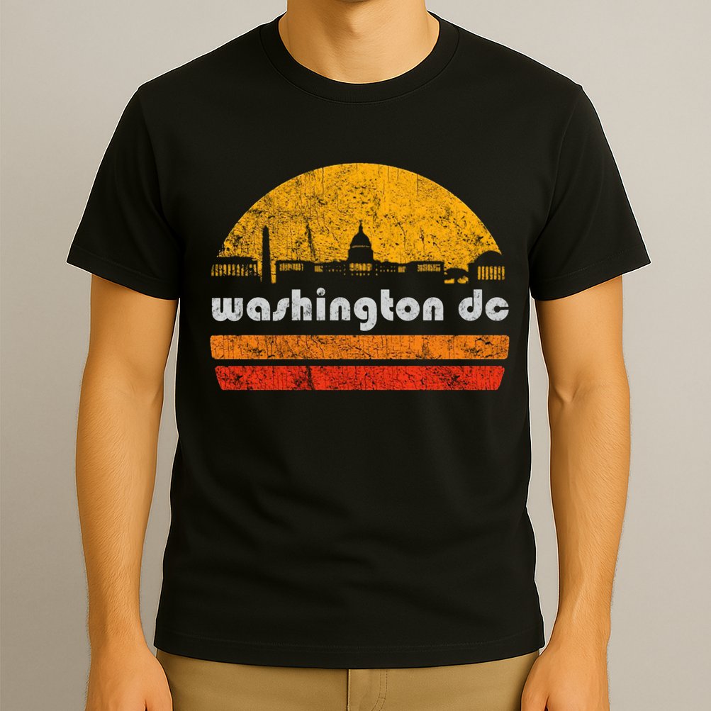 Vintage Washington DC City Skyline Retro Sunset Weathered T-Shirt