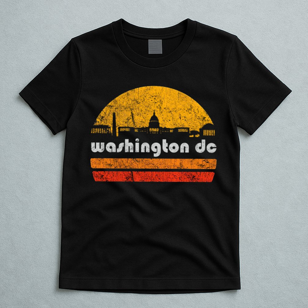 Vintage Washington DC City Skyline Retro Sunset Weathered T-Shirt