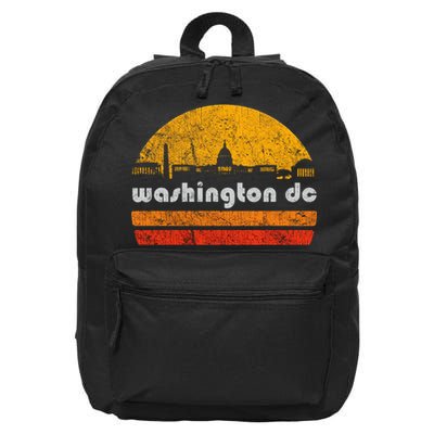 Vintage Washington DC City Skyline Retro Sunset Weathered 16 in Basic Backpack