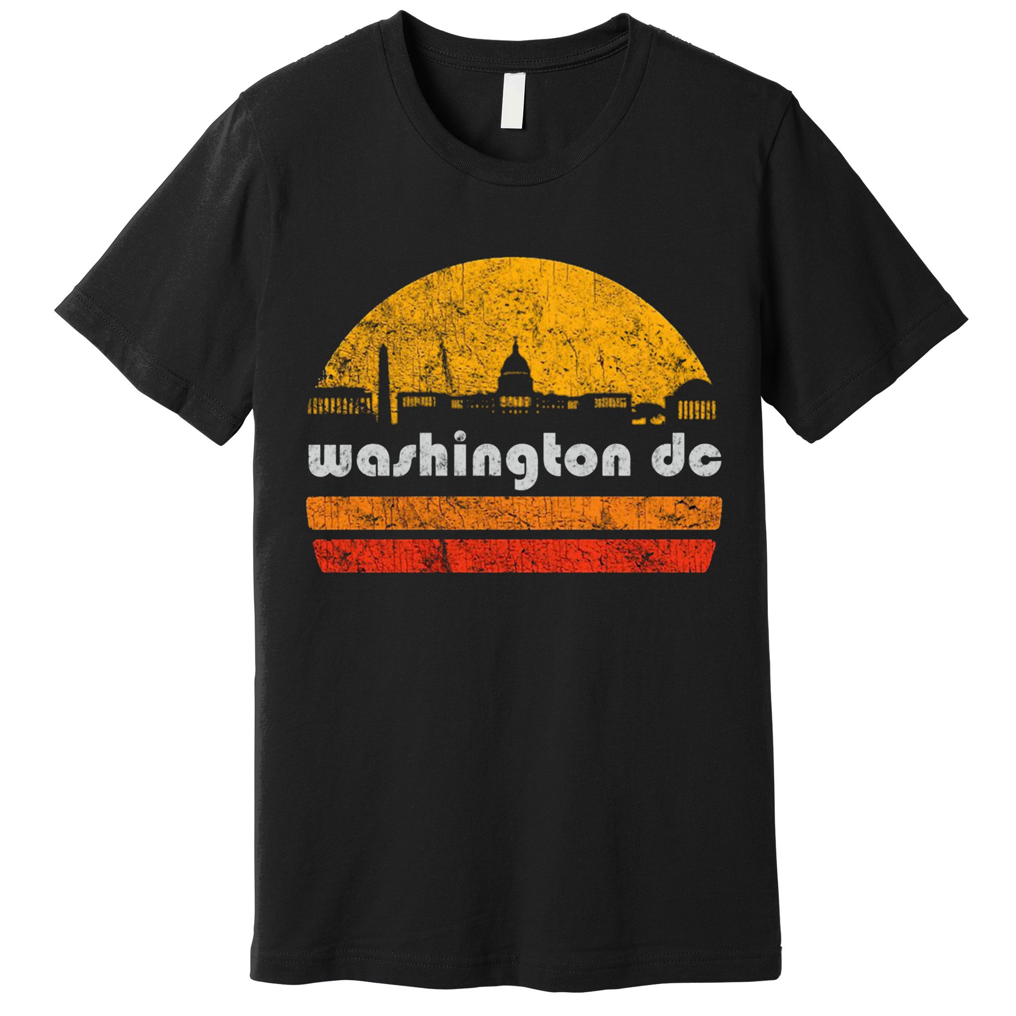 Vintage Washington DC City Skyline Retro Sunset Weathered Premium T-Shirt